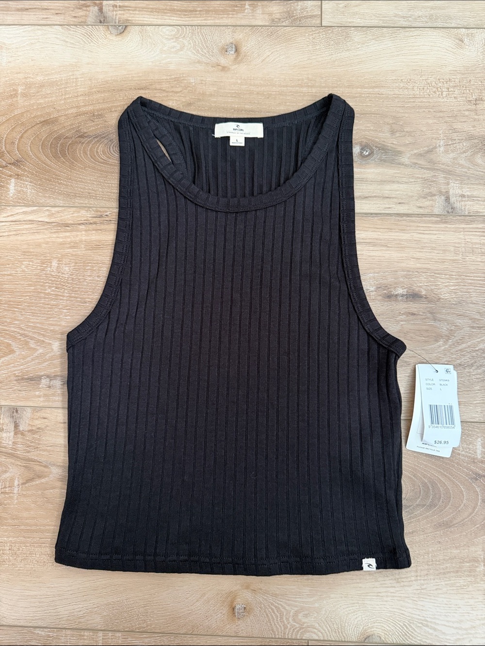 Ribbed Black Tank Top - Women